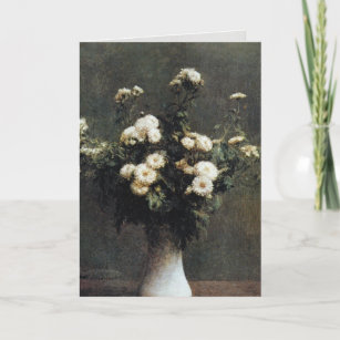 white Vase of Chrysanthemums, Henri Fantin Latour Card