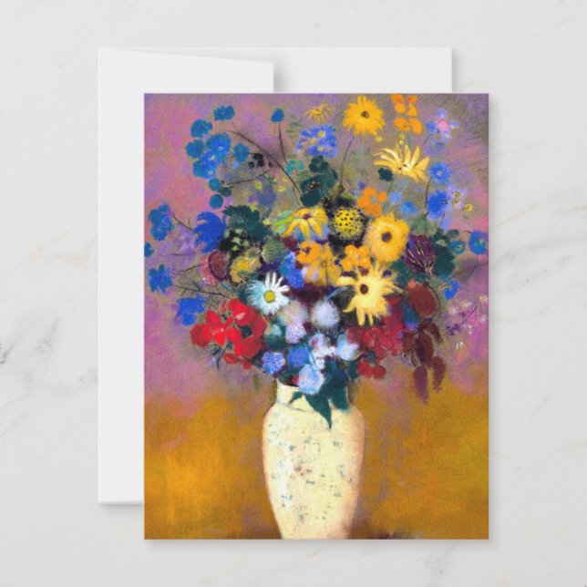 White Vase with Flowers Odilon Redon Card (Front)