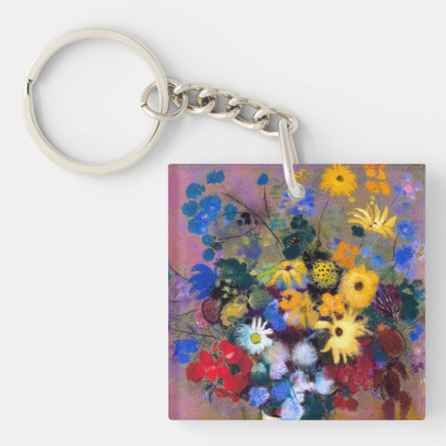 White Vase with Flowers Odilon Redon Key Ring (Front)