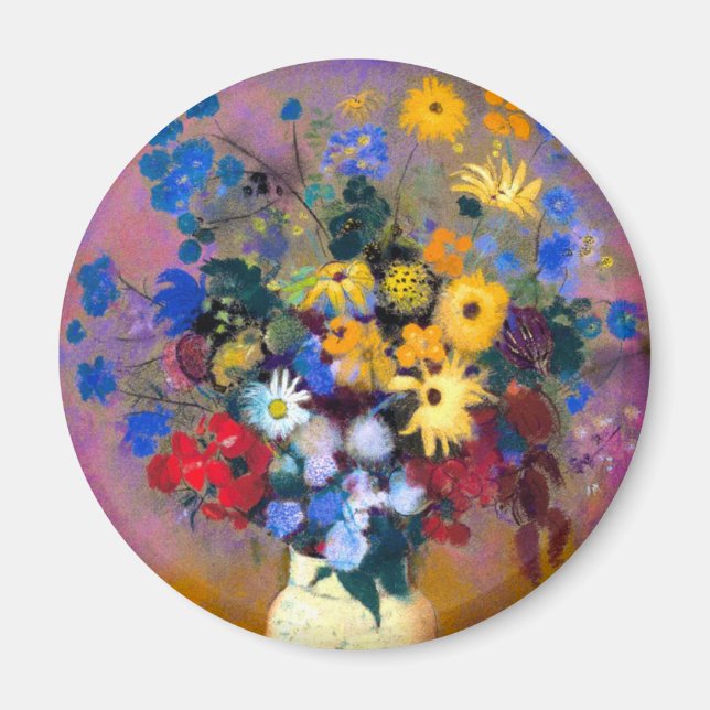 White Vase with Flowers Odilon Redon Magnet (Front)