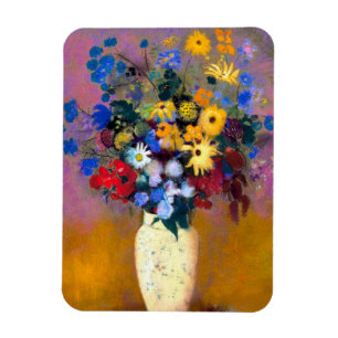 White Vase with Flowers Odilon Redon Magnet