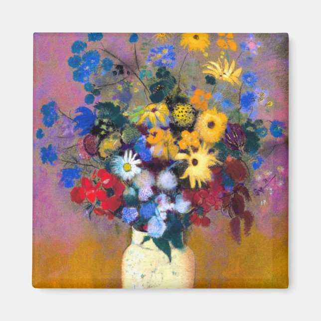 White Vase with Flowers Odilon Redon Magnet (Front)