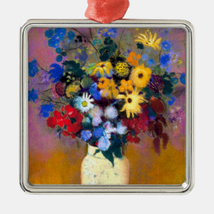 White Vase with Flowers Odilon Redon Metal Tree Decoration