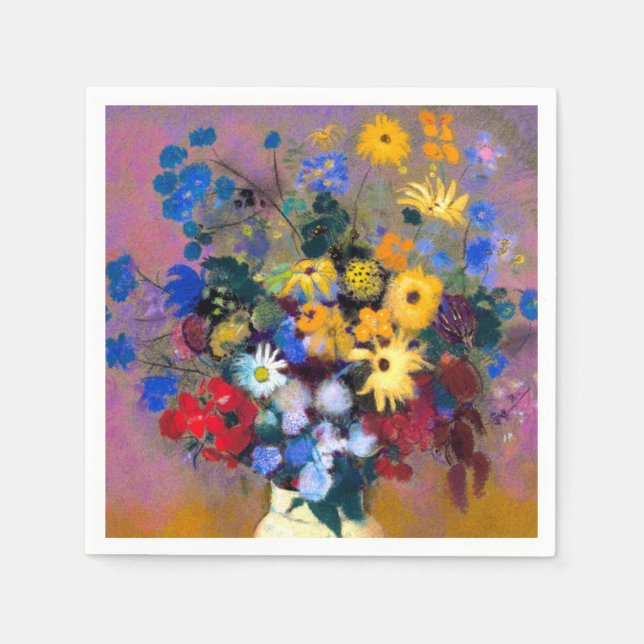 White Vase with Flowers Odilon Redon Napkin (Front)
