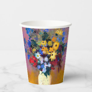 White Vase with Flowers Odilon Redon Paper Cups