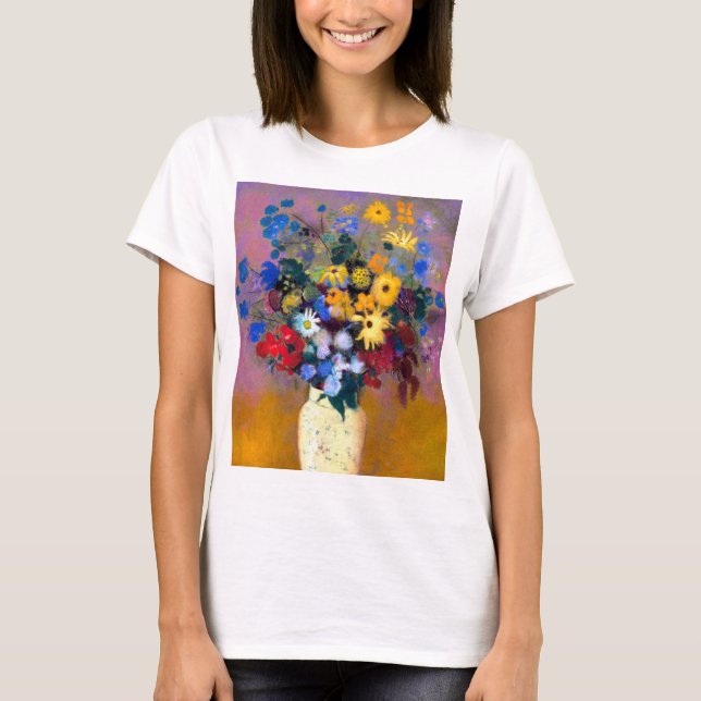 White Vase with Flowers Odilon Redon T-Shirt (Front)