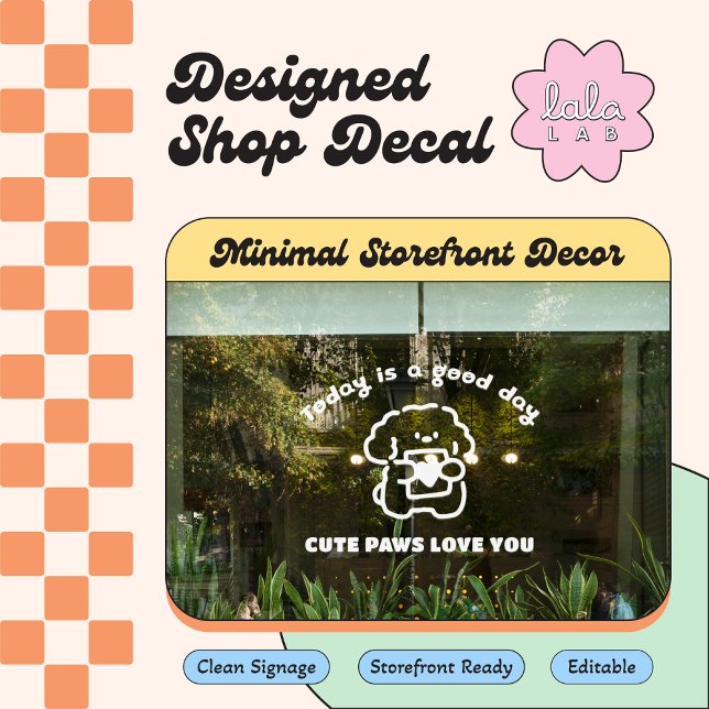 White Vet Clinic Welcome & Hours Window Cling (Creator Uploaded)