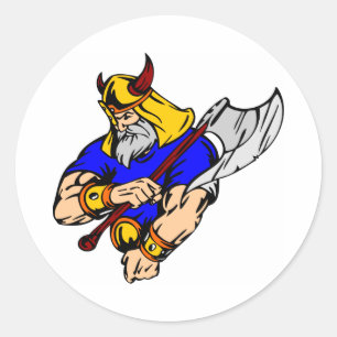 White Viking Praying Classic Round Sticker