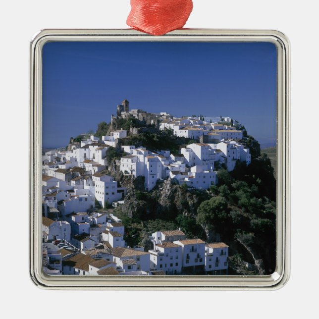 White Village of Casares, Andalusia, Spain Metal Tree Decoration (Front)