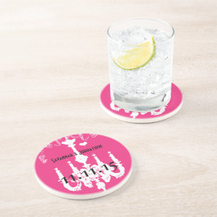 White Vintage Chandelier  Pink Coaster