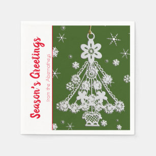 White Vintage Christmas Tree Ornament Template Napkin