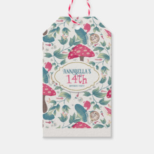 White Vintage Cottagecore Mushroom Birthday Gift Tags