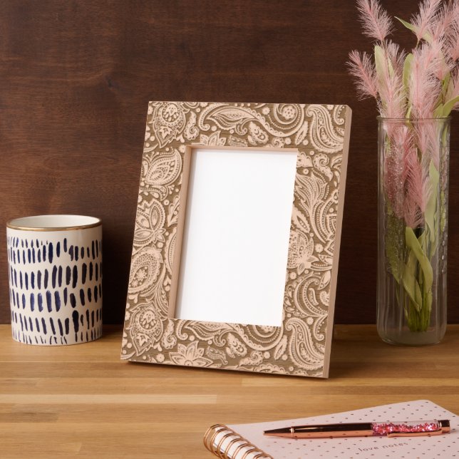White Vintage Floral Paisley Pattern Etched Frames (Left)