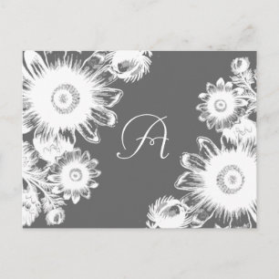 White Vintage Flower -choose colour RSVP Invitation Postcard