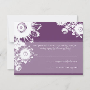 White Vintage Flower Wedding RSVP Card