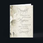 White Vintage Flowers Daughter Birthday Card<br><div class="desc">Birthday card for daughter with vintage white flowers and thoughtful verse.</div>