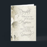 White Vintage Flowers Daughter Birthday Card<br><div class="desc">Birthday card for daughter with vintage white flowers and thoughtful verse.</div>