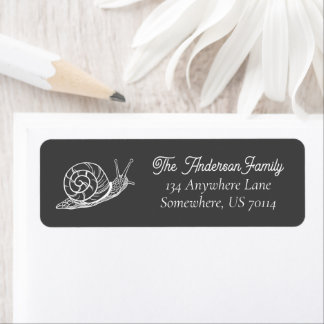 White Vintage Garden Snail Outline Illustration