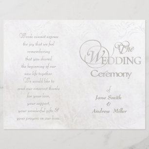 White vintage grungy wedding programs