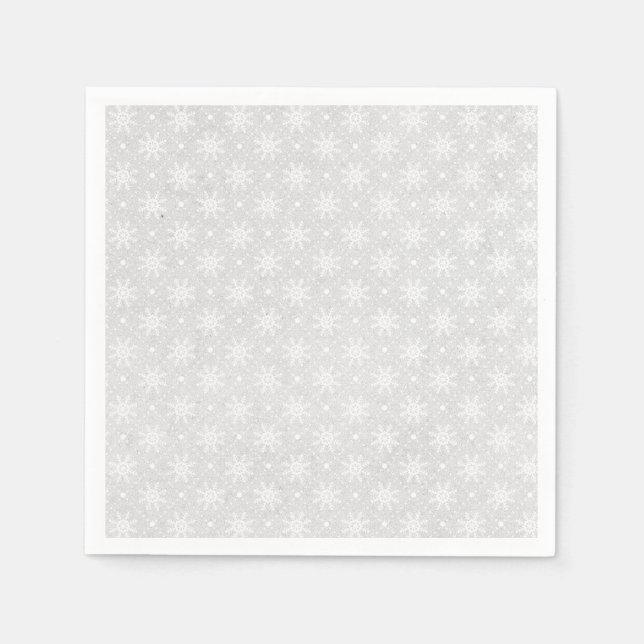 White Vintage Holiday Christmas Snowflake Napkin (Front)