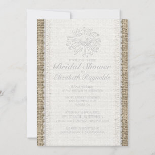 White Vintage Lace Bridal Shower Invitations