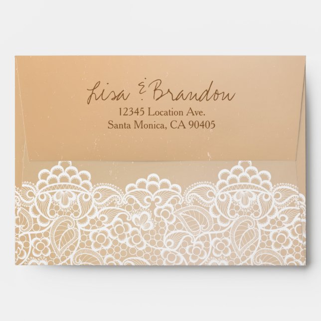 White Vintage Lace Wedding Envelope (Back (Top Flap))