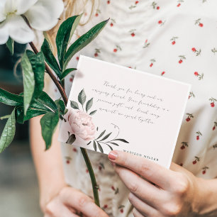 White Vintage Magnolia Flower Personalised Name Card