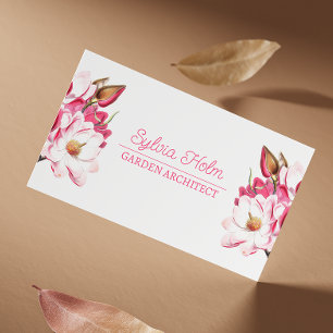 White Vintage Magnolias Botanical Personal Business Card