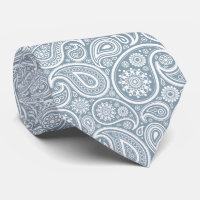 White Vintage Paisley Pattern Muted Blue Back