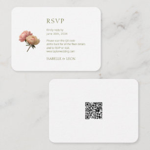 White Vintage Rose QR Code Wedding Enclosure Card