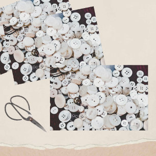 White Vintage Sewing Buttons Tissue Paper