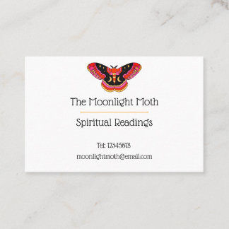 White Vintage Tattoo Style Art Moth Business Card