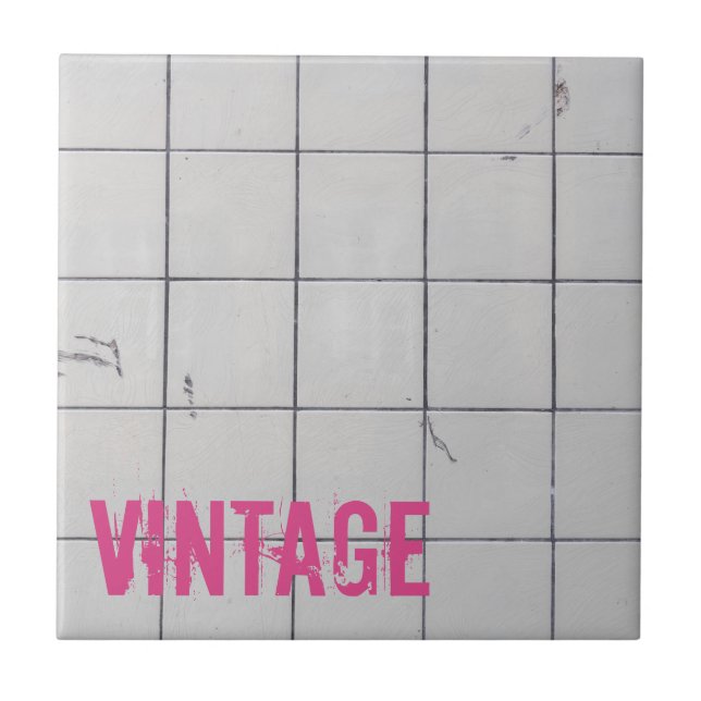 White Vintage Tiles 80s 70s 60s retro used look (Front)