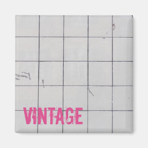 White Vintage Tiles 80s 70s 60s retro used look Magnet