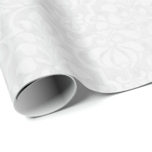 White Vintage Victorian Damask Pattern  Wrapping Paper