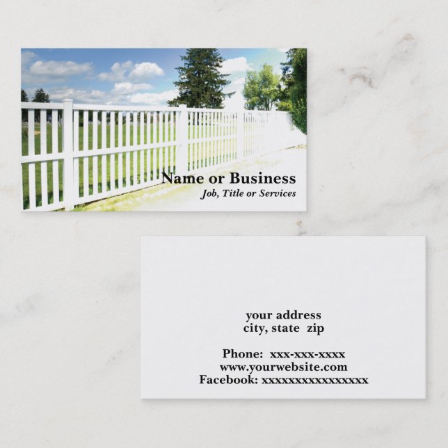 white vinyl fence business card (Front/Back)