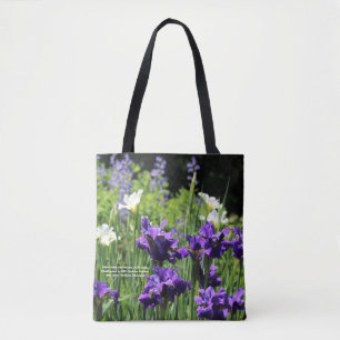 White Violet Siberian Iris, False Indigo Tote Bag