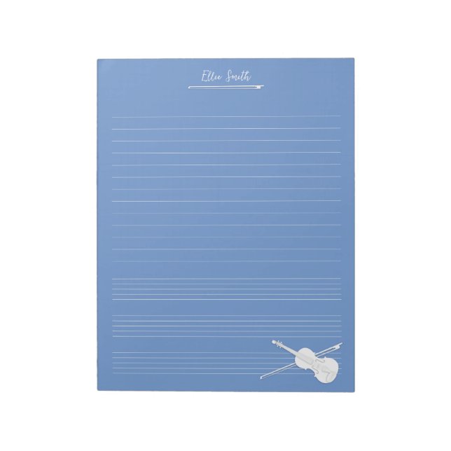 White Violin & Bow  Notepad (Rotated)