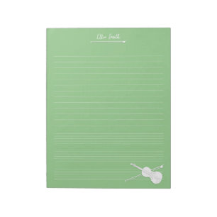 White Violin & Bow Personalized Music Class Green Notepad