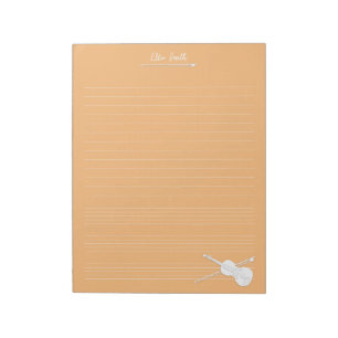 White Violin & Bow Personalized Music Class Orange Notepad