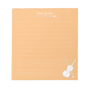 White Violin Personalised Music Lesson Orange Notepad