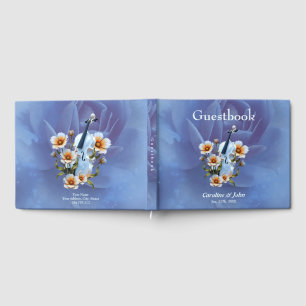 White Violin with Flowers – Elegant Music & Nature Guest Book