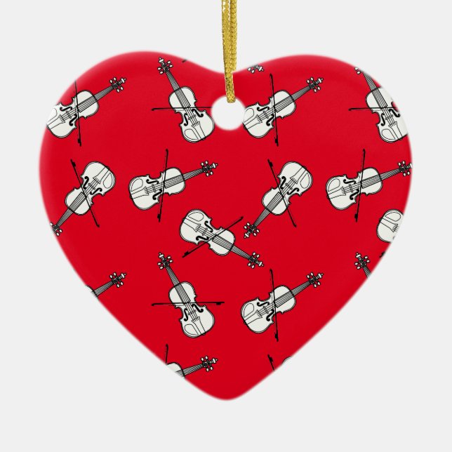 White Violins Ceramic Tree Decoration (Front)