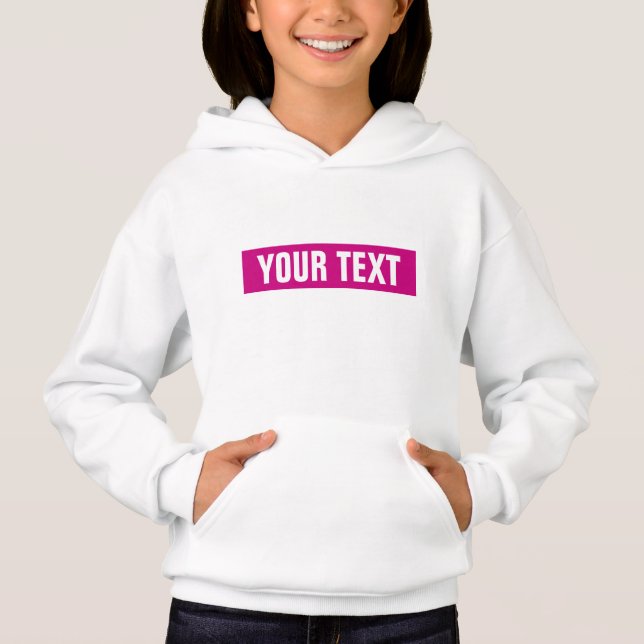 White Viva Magenta Customise Name Text Girls (Front)