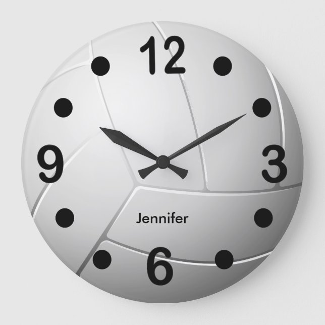 White Volleyball Style Large Clock (Front)
