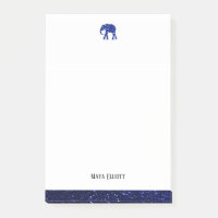 White w/ Blue Faux Glitter Elephant & Border, Name