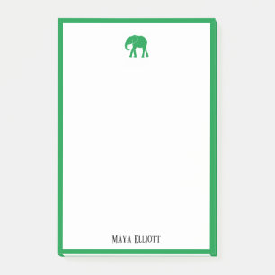 White w/ Bright Green Elephant & Border + Name Post-it Notes