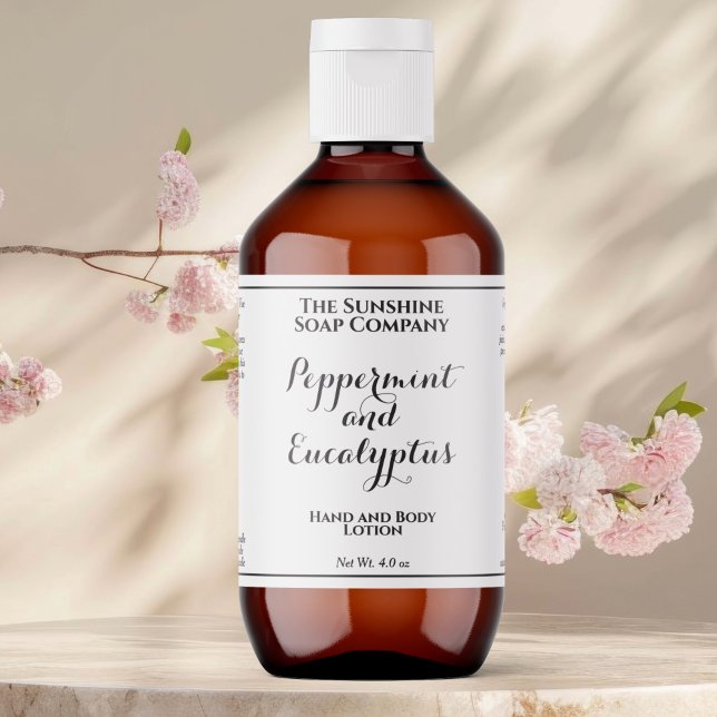 White w curly text cosmetics bottle label  (Creator Uploaded)