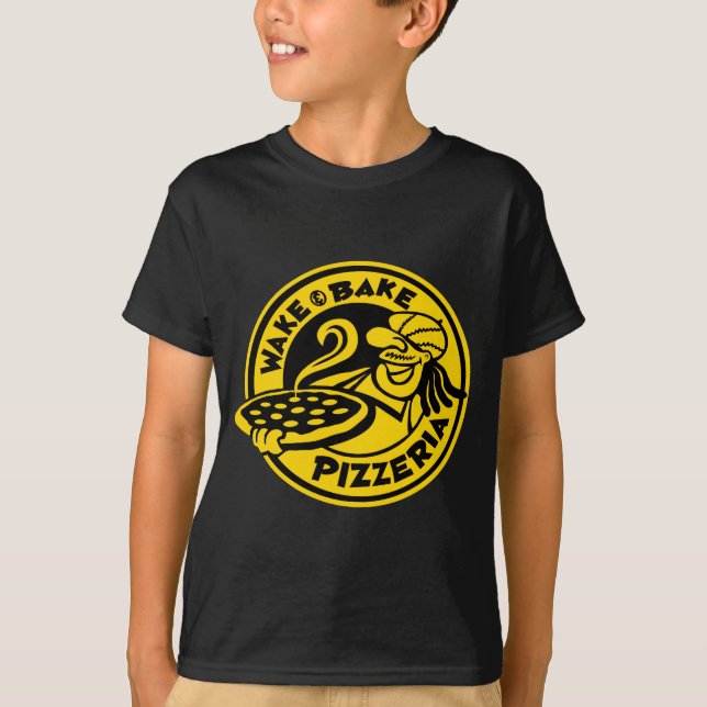 White Wake Bake Zza Logo  T-Shirt (Front)