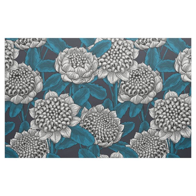 White waratah flowers fabric (Fat Quarter)